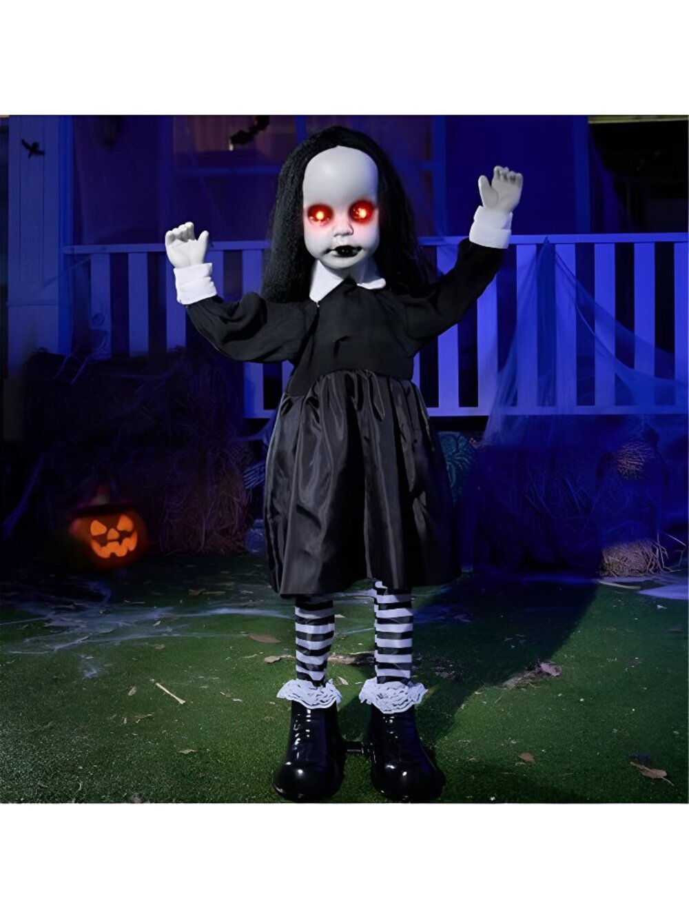 Scary Halloween Decorations Outdoor, 34" Black Zombie Girl Ghost
